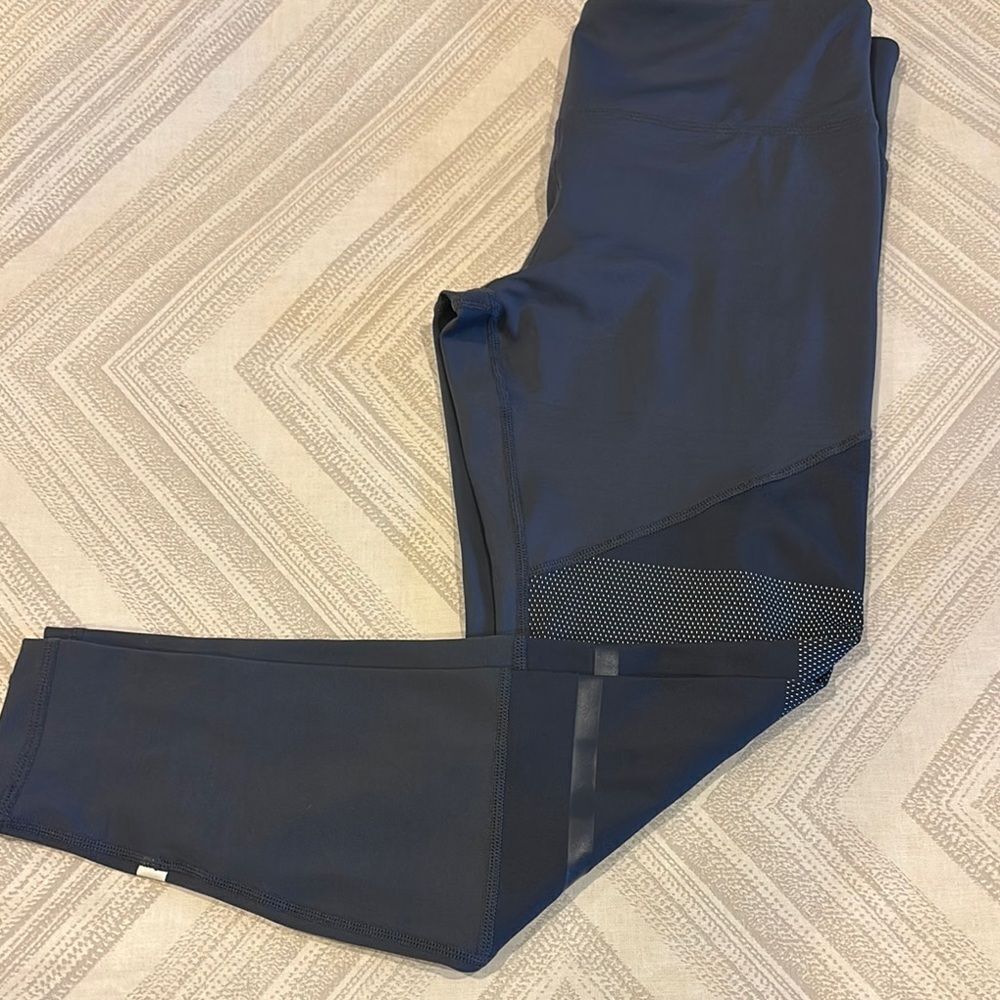 Lilybod Blue-Gray Leggings with Mesh Detail - Size L